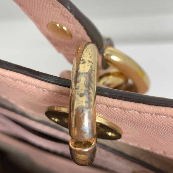 Michael Kors Cynthia Blossom Pink Gold Saffiano Leather Med Satchel Shoulder Bag - Picture 16 of 16